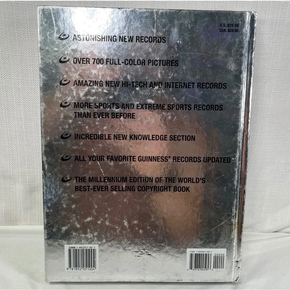 Guinness World Records 2000 Millennium Edition Silver Foil Hardcover Y2K Book
